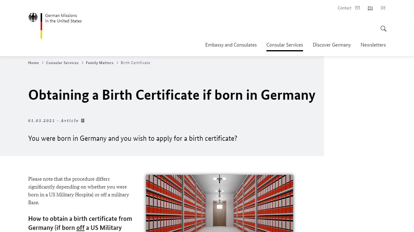 Obtaining a Birth Certificate if born in Germany